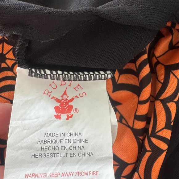 Girls Witch Costume Dress Hat Broom Halloween Spiderweb Black Orange Large‎ - Picture 9 of 10